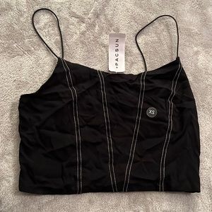 Black crop cami spaghetti strap